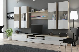 Вітальня DREAM 1 дуб сонома - білий глянець CAMA MEBLE Польща